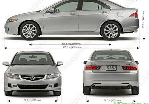 Acura TSX (2007) (Акура ТСX (2007)) - чертежи (рисунки) автомобиля